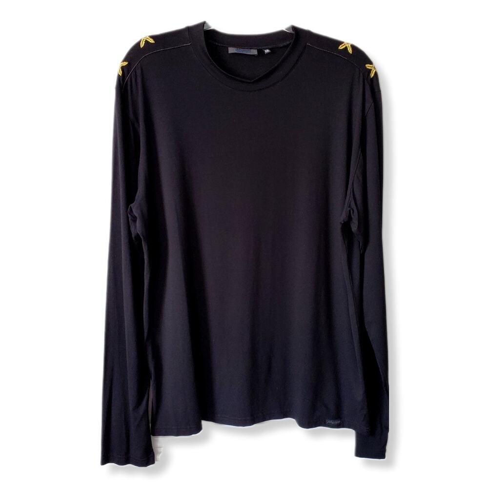 Messori Men Black Gold Knit Top Shirt XXL Italy Designer Minimal Modern NEW